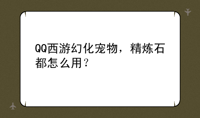 QQ西游幻化宠物，精炼石都怎么用？