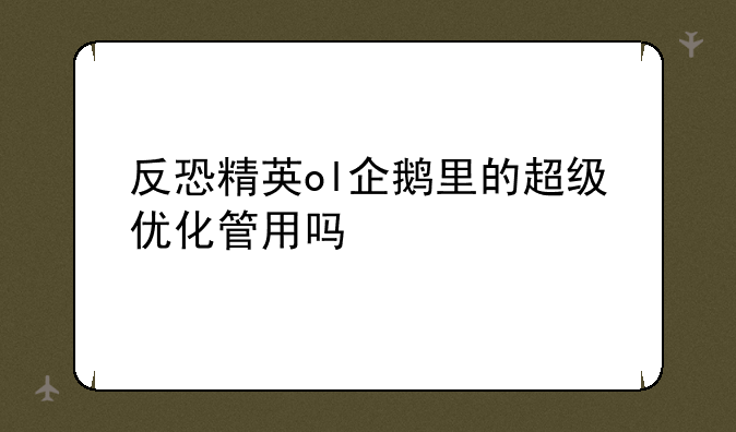 反恐精英ol企鹅里的超级优化管用吗