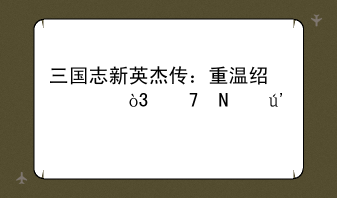 三国志新英杰传：重温经典，再铸辉煌