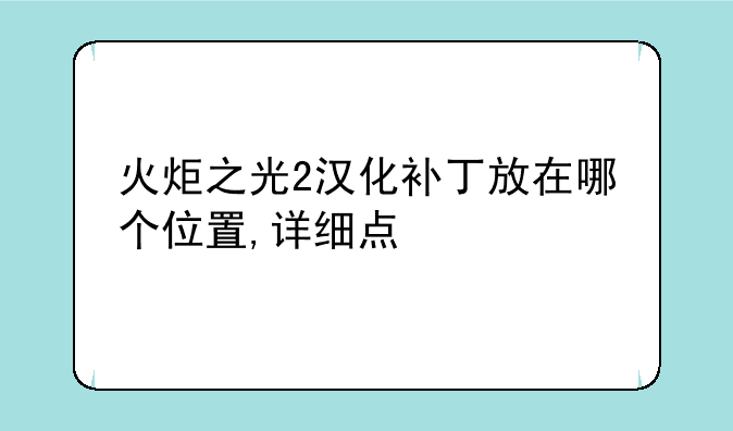 火炬之光2汉化补丁放在哪个位置,详细点