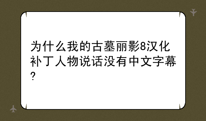 为什么我的古墓丽影8汉化补丁人物说话没有中文字幕?