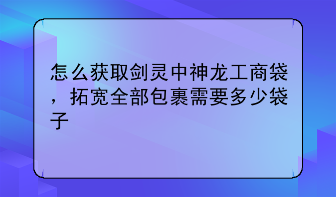 怎么获取剑灵中神龙工商袋，拓宽全部包裹需要多少袋子