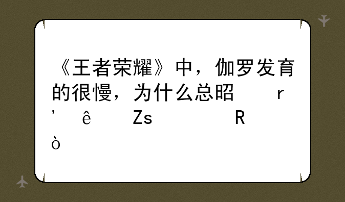 《王者荣耀》中，伽罗发育的很慢，为什么总是有人喜欢用？