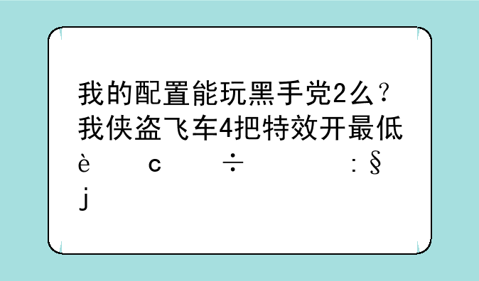 我的配置能玩黑手党2么？我侠盗飞车4把特效开最低还能够玩的