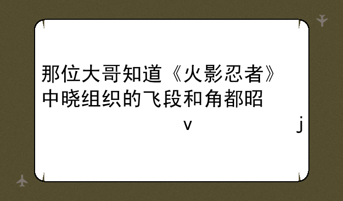 那位大哥知道《火影忍者》中晓组织的飞段和角都是被谁杀死的