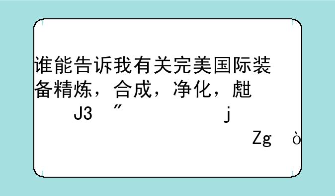 谁能告诉我有关完美国际装备精炼，合成，净化，生产和分解的详细资料？