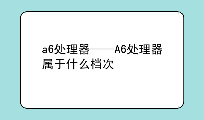a6处理器——A6处理器属于什么档次
