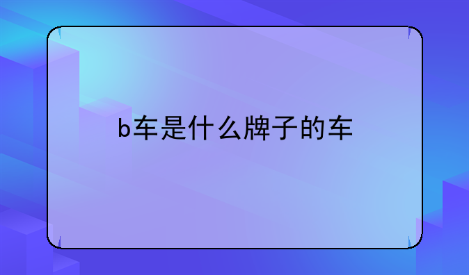 b车是什么牌子的车