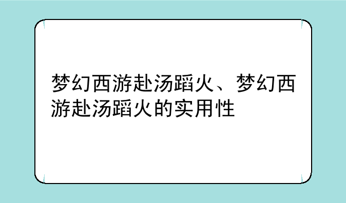 梦幻西游赴汤蹈火、梦幻西游赴汤蹈火的实用性