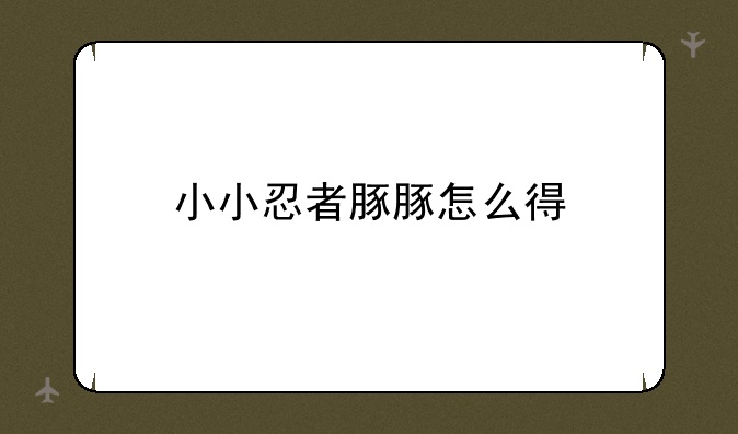 小小忍者豚豚怎么得