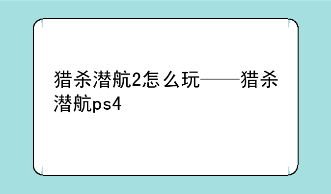 猎杀潜航2怎么玩——猎杀潜航ps4