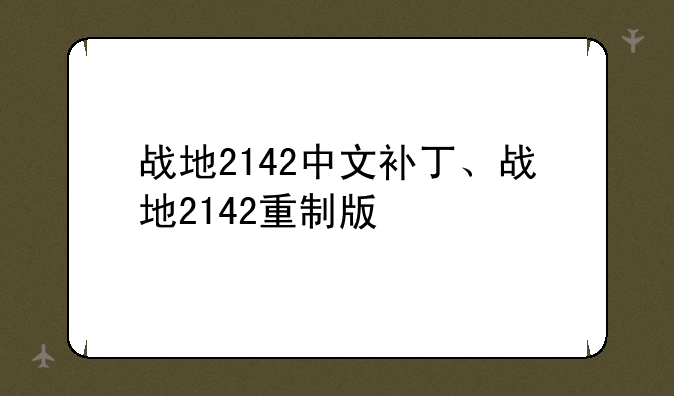 战地2142中文补丁、战地2142重制版
