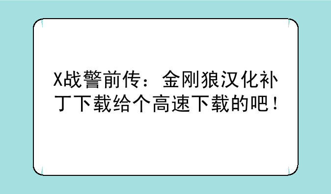 X战警前传：金刚狼汉化补丁下载给个高速下载的吧！